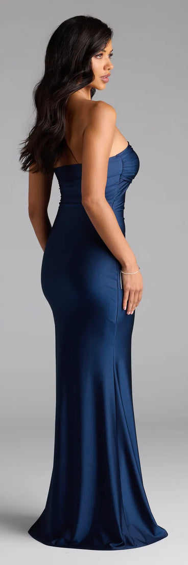Cheryl Strapless Slit Mermaid Formal Dress